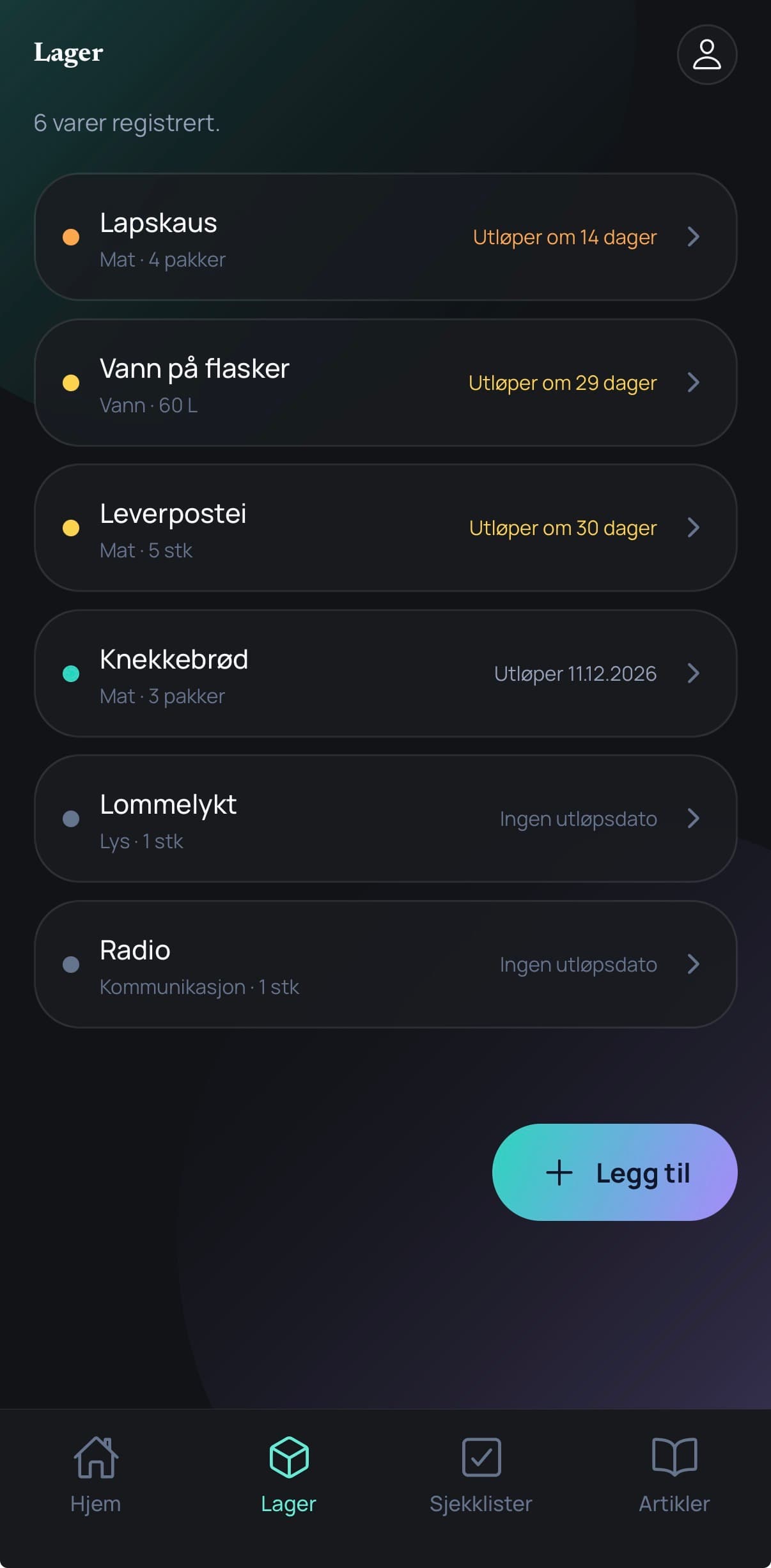 Din Beredskap — Lager